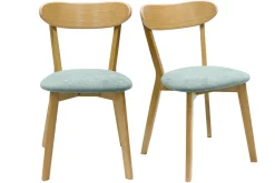 Miliboo Chaise Design-Chaises vintage en bois clair chêne et tissu effet velours vert céladon (lot de 2) DOVE