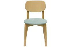 Miliboo Chaise Design-Chaises vintage en bois clair chêne et tissu effet velours vert céladon (lot de 2) LUCIA
