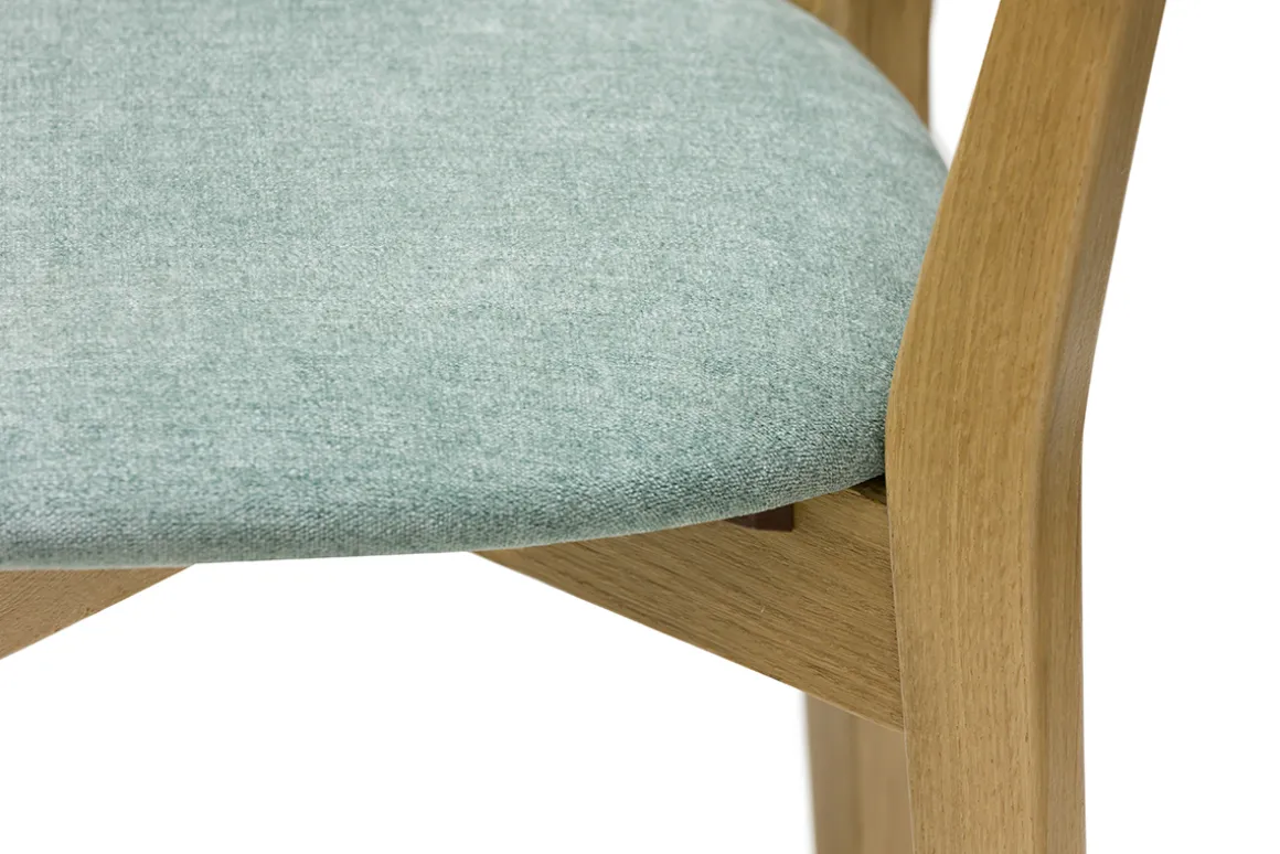 Miliboo Chaise Design-Chaises vintage en bois clair chêne et tissu effet velours vert céladon (lot de 2) LUCIA