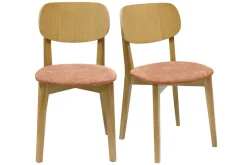 Miliboo Chaise Design-Chaises vintage en bois clair chêne et tissu effet velours terracotta (lot de 2) LUCIA