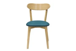 Miliboo Chaise Design|Chaise En Bois-Chaises vintage en bois clair chêne et tissu bleu paon (lot de 2) DOVE