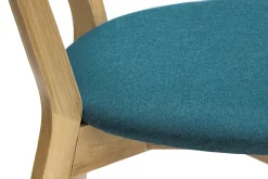 Miliboo Chaise Design|Chaise En Bois-Chaises vintage en bois clair chêne et tissu bleu paon (lot de 2) DOVE