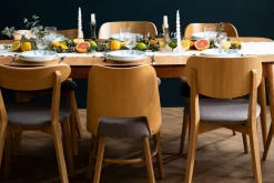 Miliboo Chaise Design|Chaise En Bois-Chaises vintage en bois clair chêne et tissu gris clair (lot de 2) LUCIA