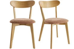 Miliboo Chaise Design|Chaise En Bois-Chaises vintage en bois clair chêne et tissu effet velours terracotta (lot de 2) DOVE