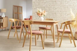 Miliboo Chaise Design|Chaise En Bois-Chaises vintage en bois clair chêne et tissu effet velours terracotta (lot de 2) DOVE