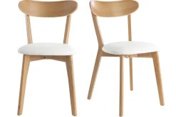 Miliboo Chaise Design|Chaise En Bois-Chaises vintage en bois clair chêne et blanc (lot de 2) DOVE
