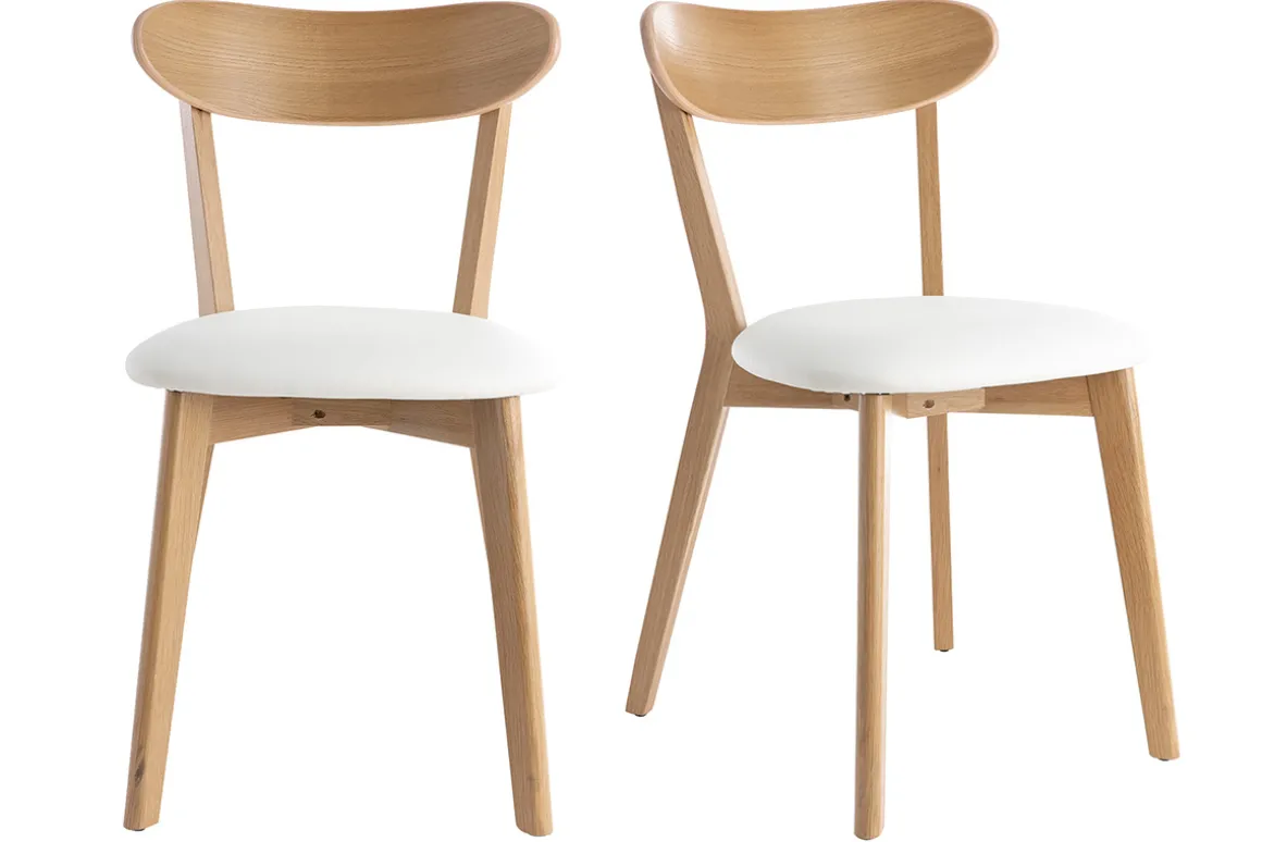 Miliboo Chaise Design|Chaise En Bois-Chaises vintage en bois clair chêne et blanc (lot de 2) DOVE