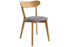 Miliboo Chaise Design|Chaise En Bois-Chaises vintage en bois clair chêne et tissu gris (lot de 2) DOVE