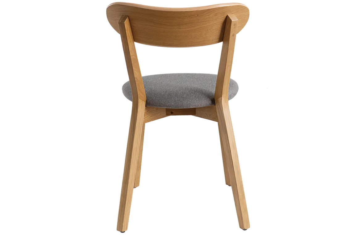 Miliboo Chaise Design|Chaise En Bois-Chaises vintage en bois clair chêne et tissu gris (lot de 2) DOVE