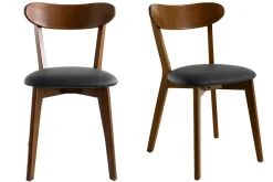 Miliboo Chaise Design|Chaise En Bois-Chaises vintage en bois foncé et noir (lot de 2) DOVE