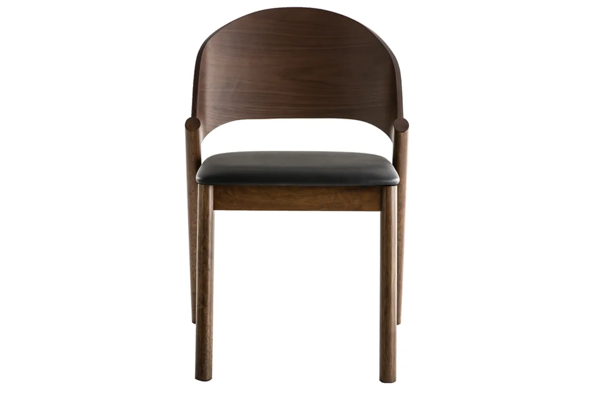 Miliboo Chaise Design|Chaise En Bois-Chaises vintage en bois foncé noyer et assises noires (lot de 2) AVALON