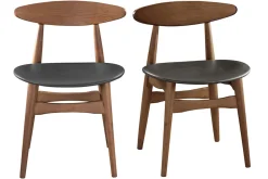 Miliboo Chaise Design|Chaise En Bois-Chaises vintage en bois foncé et noir (lot de 2) WALFORD