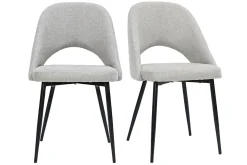 Miliboo Chaise Design-Chaises vintage en tissu effet velours texturé gris et métal noir (lot de 2) COSETTE