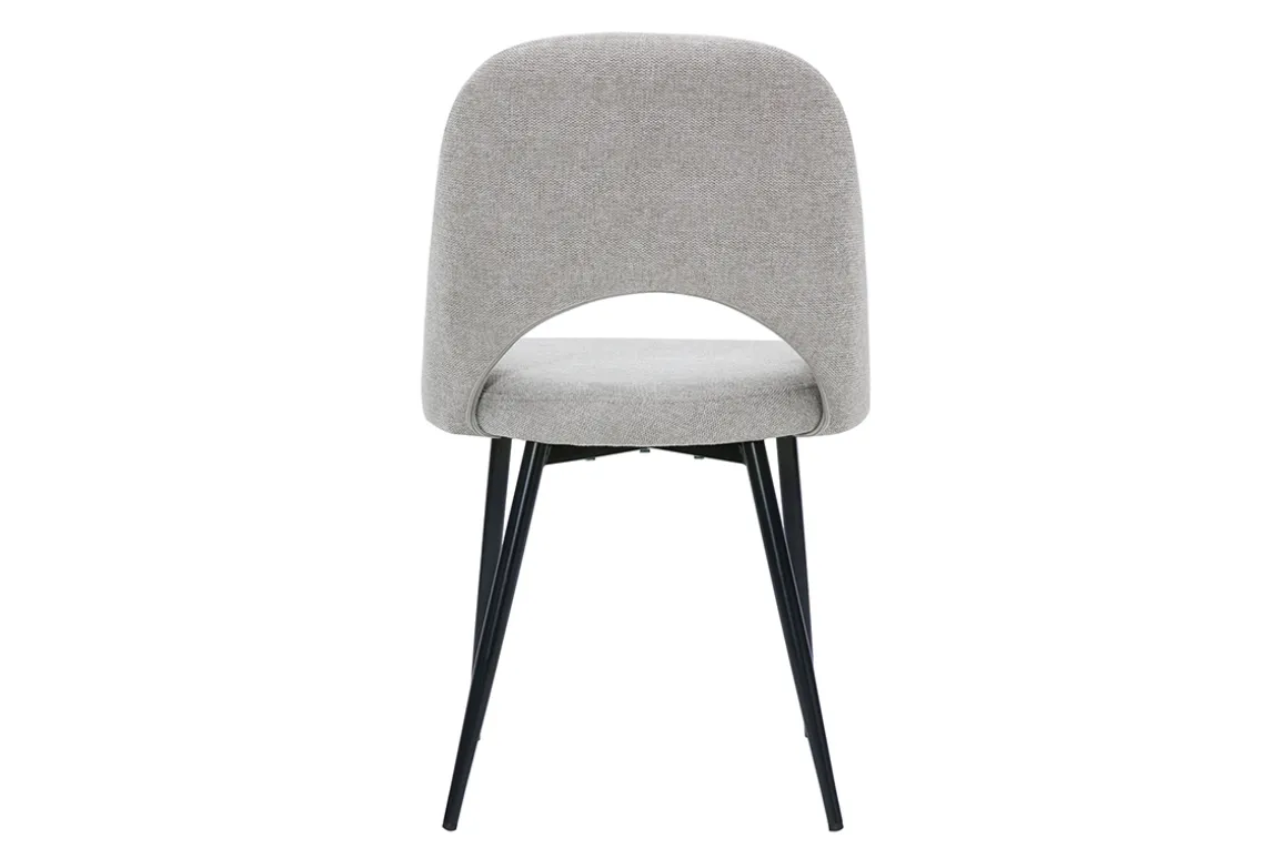 Miliboo Chaise Design-Chaises vintage en tissu effet velours texturé gris et métal noir (lot de 2) COSETTE