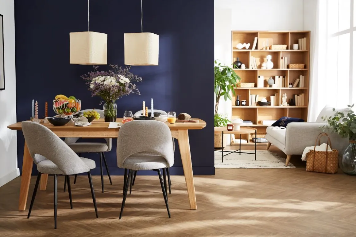 Miliboo Chaise Design-Chaises vintage en tissu effet velours texturé gris et métal noir (lot de 2) COSETTE