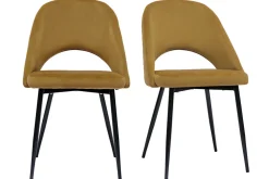 Miliboo Chaise Design-Chaises vintage en tissu velours bronze et métal noir (lot de 2) COSETTE