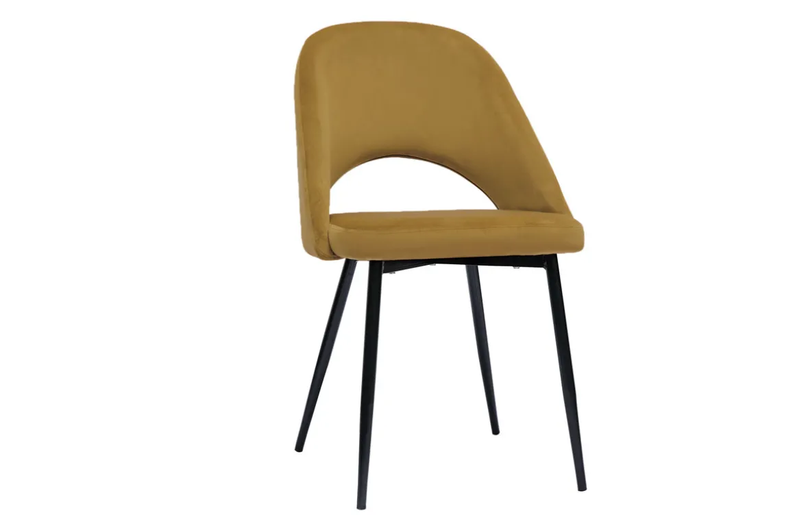 Miliboo Chaise Design-Chaises vintage en tissu velours bronze et métal noir (lot de 2) COSETTE