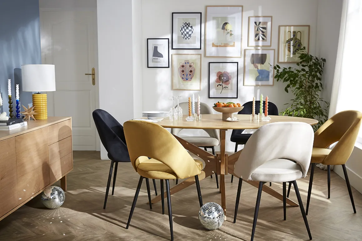 Miliboo Chaise Design-Chaises vintage en tissu velours bronze et métal noir (lot de 2) COSETTE