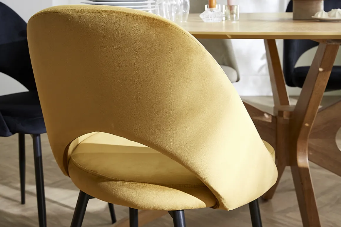 Miliboo Chaise Design-Chaises vintage en tissu velours bronze et métal noir (lot de 2) COSETTE