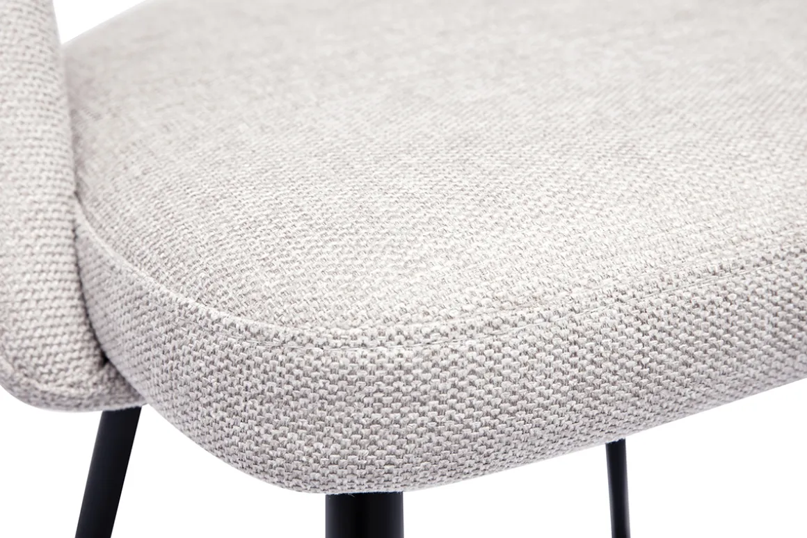 Miliboo Chaise Design-Chaises vintage en tissu effet velours texturé beige et métal noir (lot de 2) COSETTE