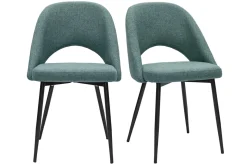 Miliboo Chaise Design-Chaises vintage en tissu vert de gris et métal noir (lot de 2) COSETTE