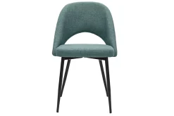 Miliboo Chaise Design-Chaises vintage en tissu vert de gris et métal noir (lot de 2) COSETTE