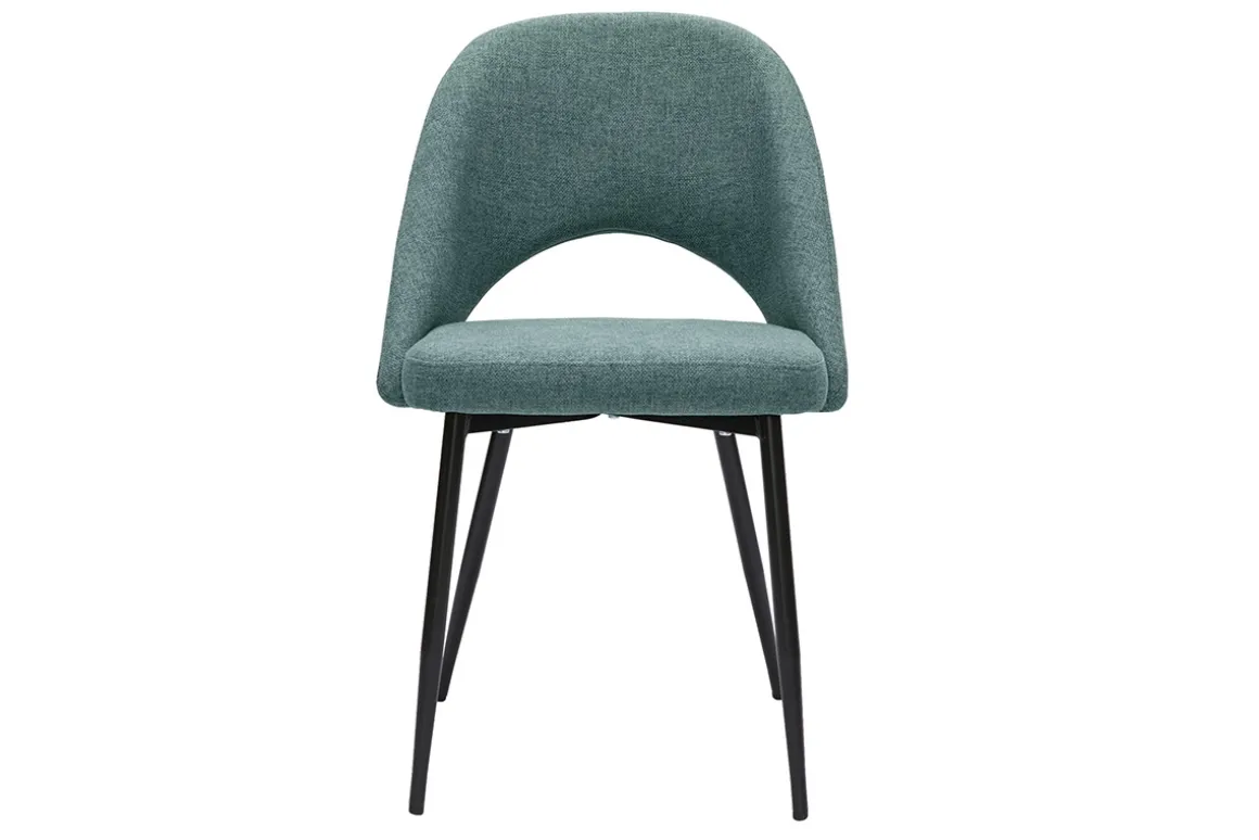 Miliboo Chaise Design-Chaises vintage en tissu vert de gris et métal noir (lot de 2) COSETTE