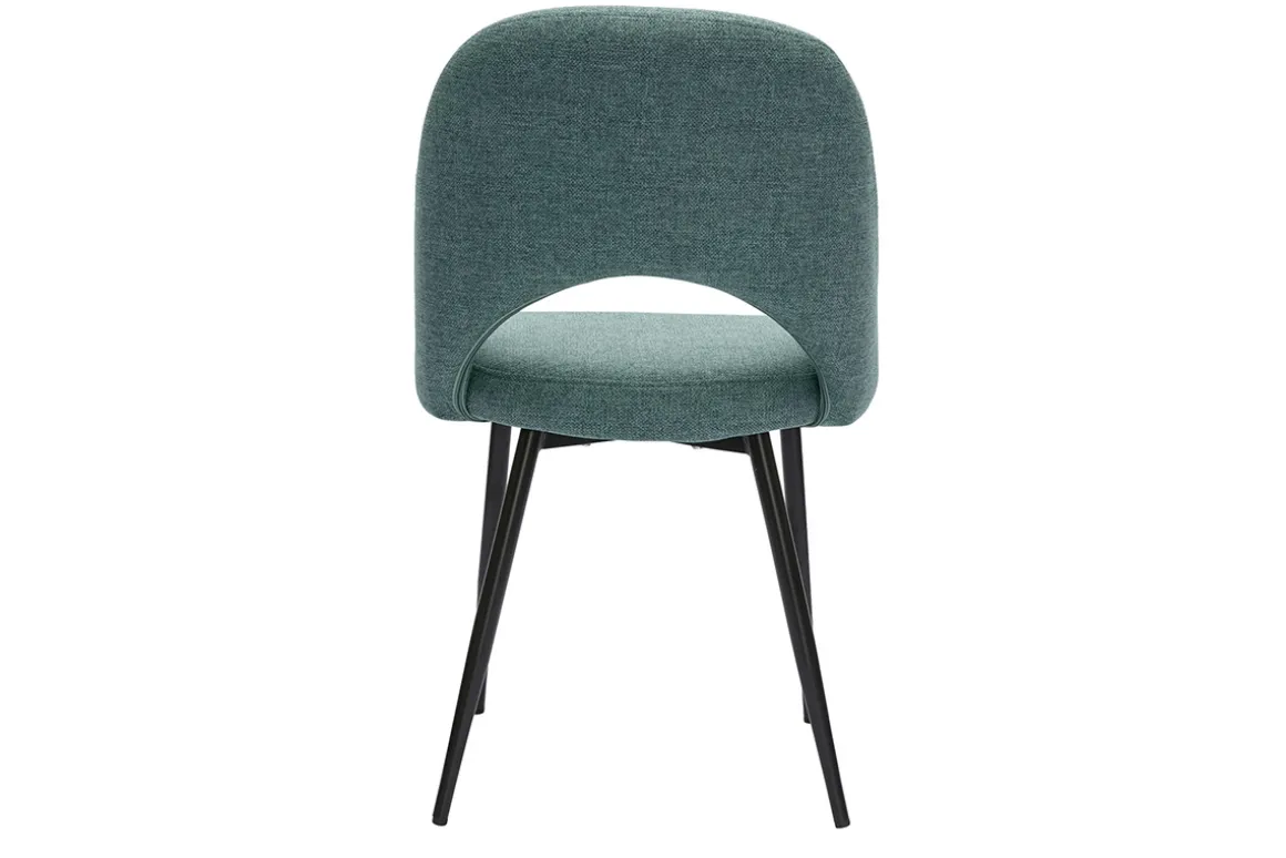 Miliboo Chaise Design-Chaises vintage en tissu vert de gris et métal noir (lot de 2) COSETTE
