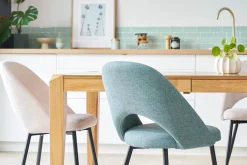 Miliboo Chaise Design-Chaises vintage en tissu vert de gris et métal noir (lot de 2) COSETTE