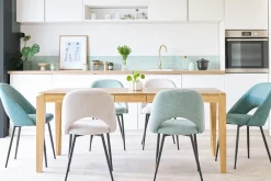 Miliboo Chaise Design-Chaises vintage en tissu vert de gris et métal noir (lot de 2) COSETTE