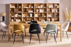 Miliboo Chaise Design-Chaises vintage en tissu vert de gris et métal noir (lot de 2) COSETTE