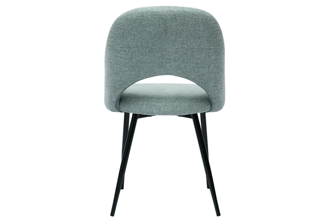 Miliboo Chaise Design-Chaises vintage en tissu effet velours texturé vert céladon et métal noir (lot de 2) COSETTE