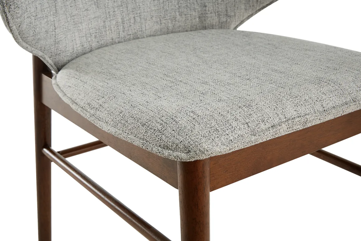 Miliboo Chaise Design|Chaise En Bois-Chaises vintage en tissu gris clair et bois foncé (lot de 2) SPIKE