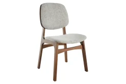 Miliboo Chaise Design|Chaise En Bois-Chaises vintage en tissu gris clair et bois foncé (lot de 2) SOQUETTE