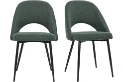 Miliboo Chaise Design-Chaises vintage en tissu effet velours texturé vert et métal noir (lot de 2) COSETTE