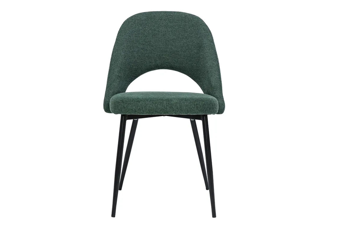 Miliboo Chaise Design-Chaises vintage en tissu effet velours texturé vert et métal noir (lot de 2) COSETTE