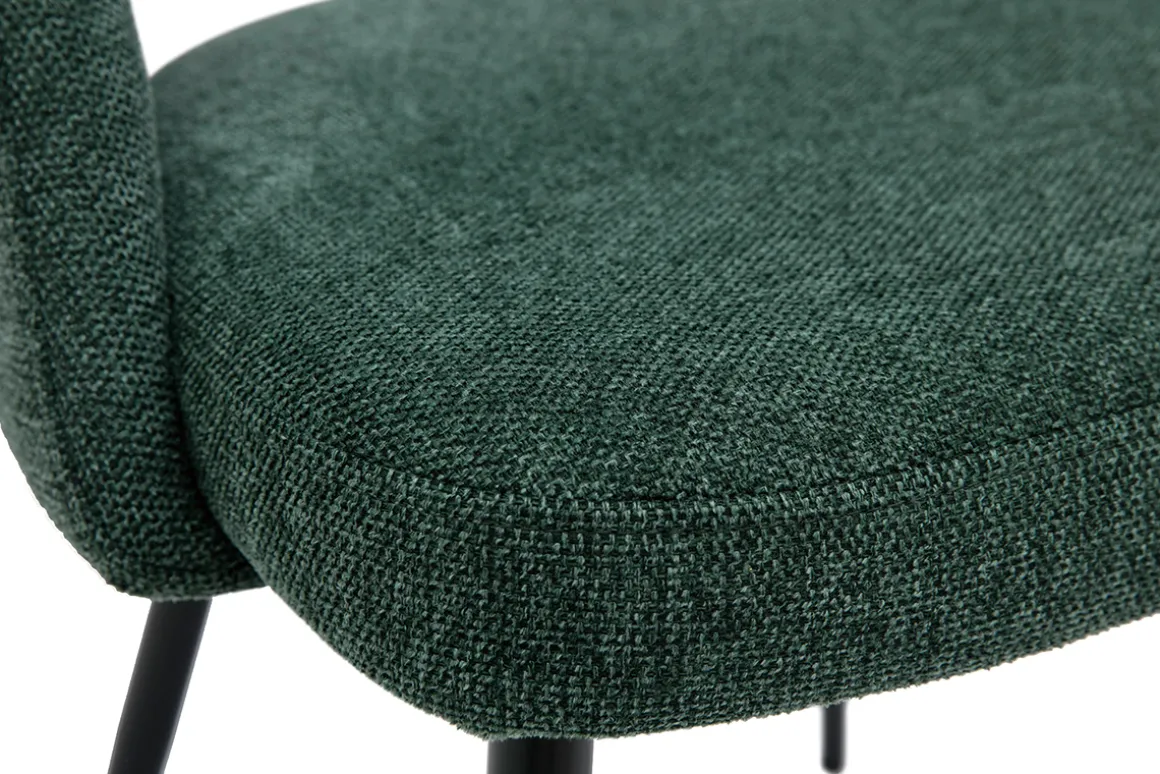 Miliboo Chaise Design-Chaises vintage en tissu effet velours texturé vert et métal noir (lot de 2) COSETTE