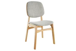 Miliboo Chaise Design|Chaise En Bois-Chaises vintage en tissu gris clair et bois clair (lot de 2) SOQUETTE