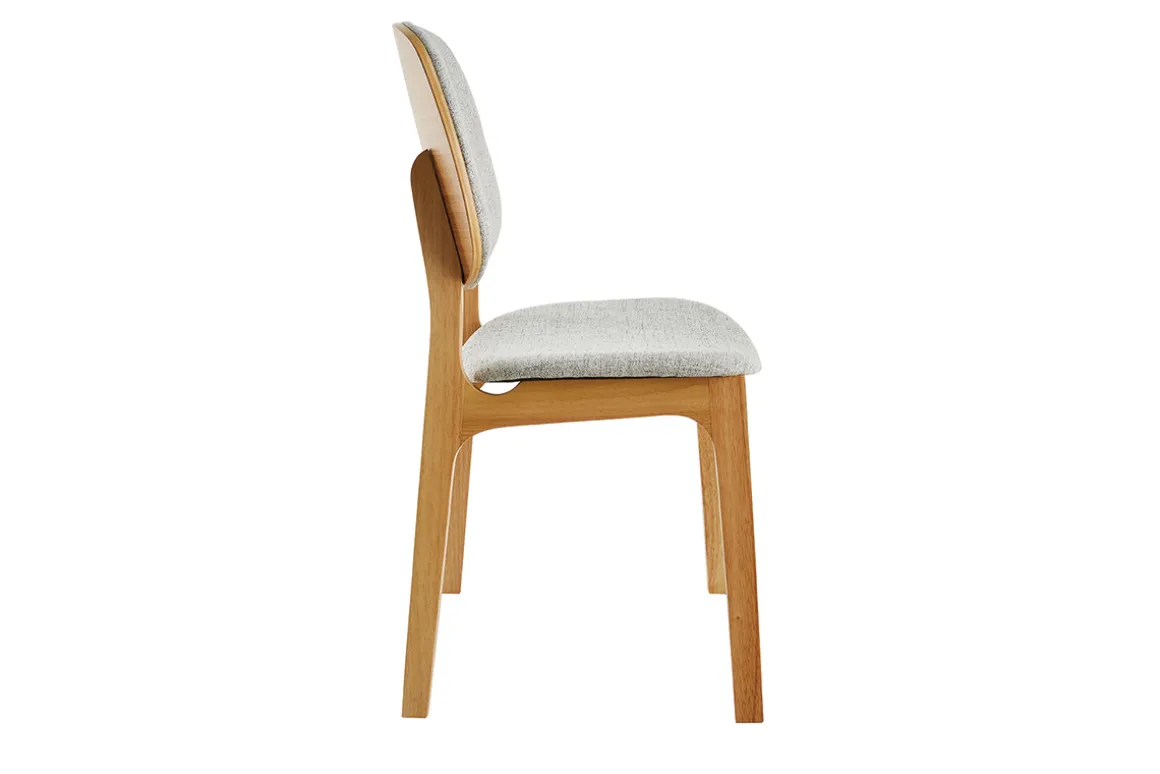 Miliboo Chaise Design|Chaise En Bois-Chaises vintage en tissu gris clair et bois clair (lot de 2) SOQUETTE