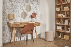 Miliboo Chaise Design-Chaises vintage en tissu effet velours texturé terre brûlée et métal noir (lot de 2) COSETTE