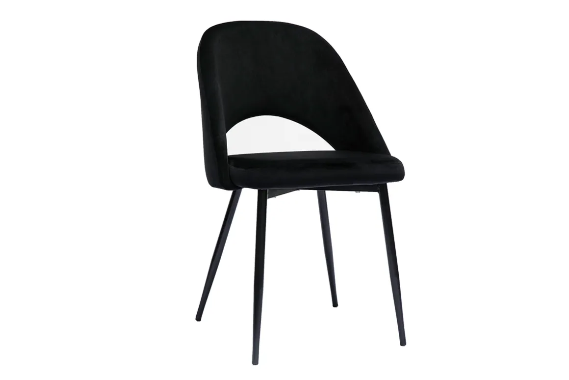 Miliboo Chaise Design-Chaises vintage noires en tissu velours et métal (lot de 2) COSETTE