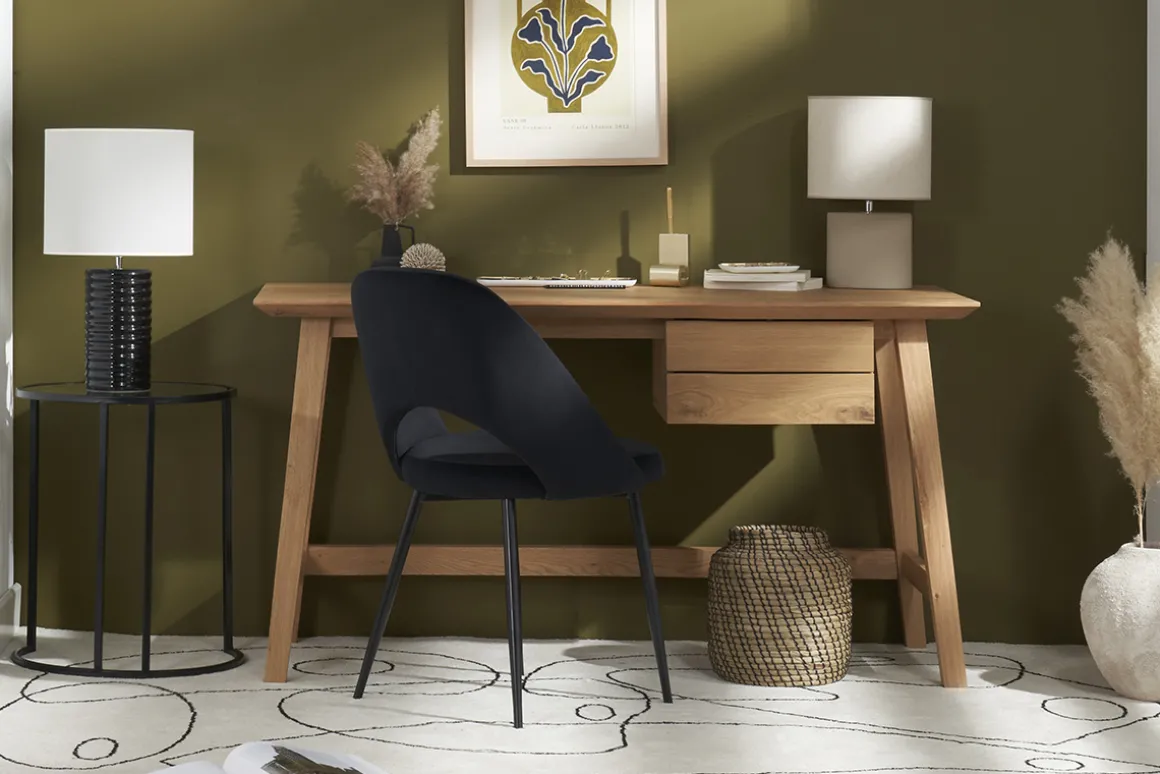 Miliboo Chaise Design-Chaises vintage noires en tissu velours et métal (lot de 2) COSETTE