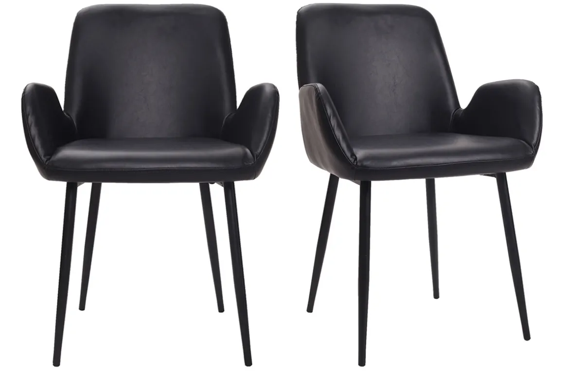 Miliboo Voir Tous Les Fauteuils|Fauteuil-Chaises vintage noires (lot de 2) TIKA