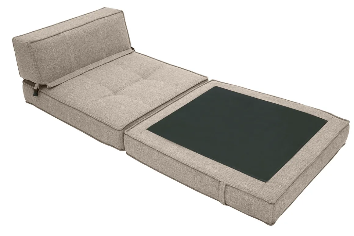 Miliboo Chauffeuse|Chauffeuse-Chauffeuse 1 place convertible en tissu taupe KATY