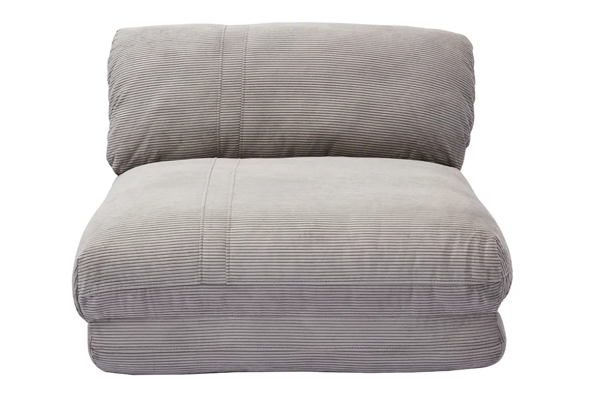 Miliboo Chauffeuse|Chauffeuse-Chauffeuse 1 place convertible en tissu velours côtelé gris clair SPENCER