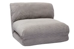 Miliboo Chauffeuse|Chauffeuse-Chauffeuse 1 place convertible en tissu velours côtelé gris clair SPENCER