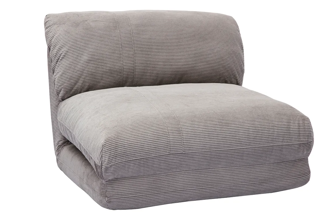 Miliboo Chauffeuse|Chauffeuse-Chauffeuse 1 place convertible en tissu velours côtelé gris clair SPENCER