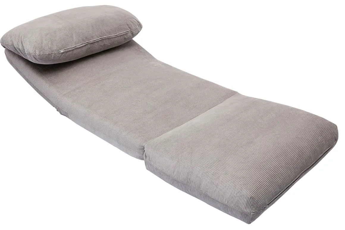 Miliboo Chauffeuse|Chauffeuse-Chauffeuse 1 place convertible en tissu velours côtelé gris clair SPENCER