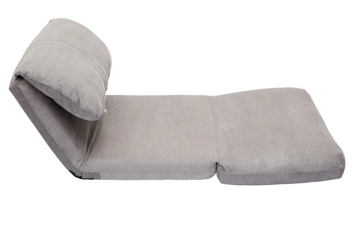 Miliboo Chauffeuse|Chauffeuse-Chauffeuse 1 place convertible en tissu velours côtelé gris clair SPENCER