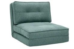 Miliboo Chauffeuse|Chauffeuse-Chauffeuse 1 place convertible en tissu vert de gris SALLY